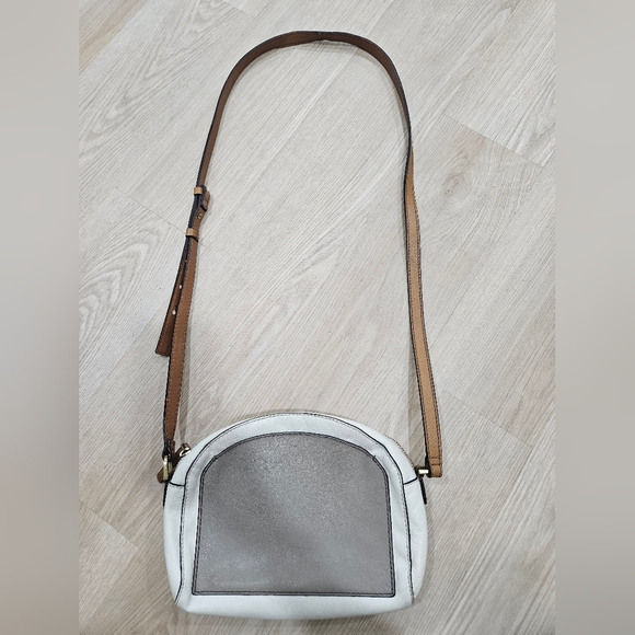 FOSSIL WHITE TAN TAUPE CROSSBODY LEATHER  BAG - Picture 5 of 11